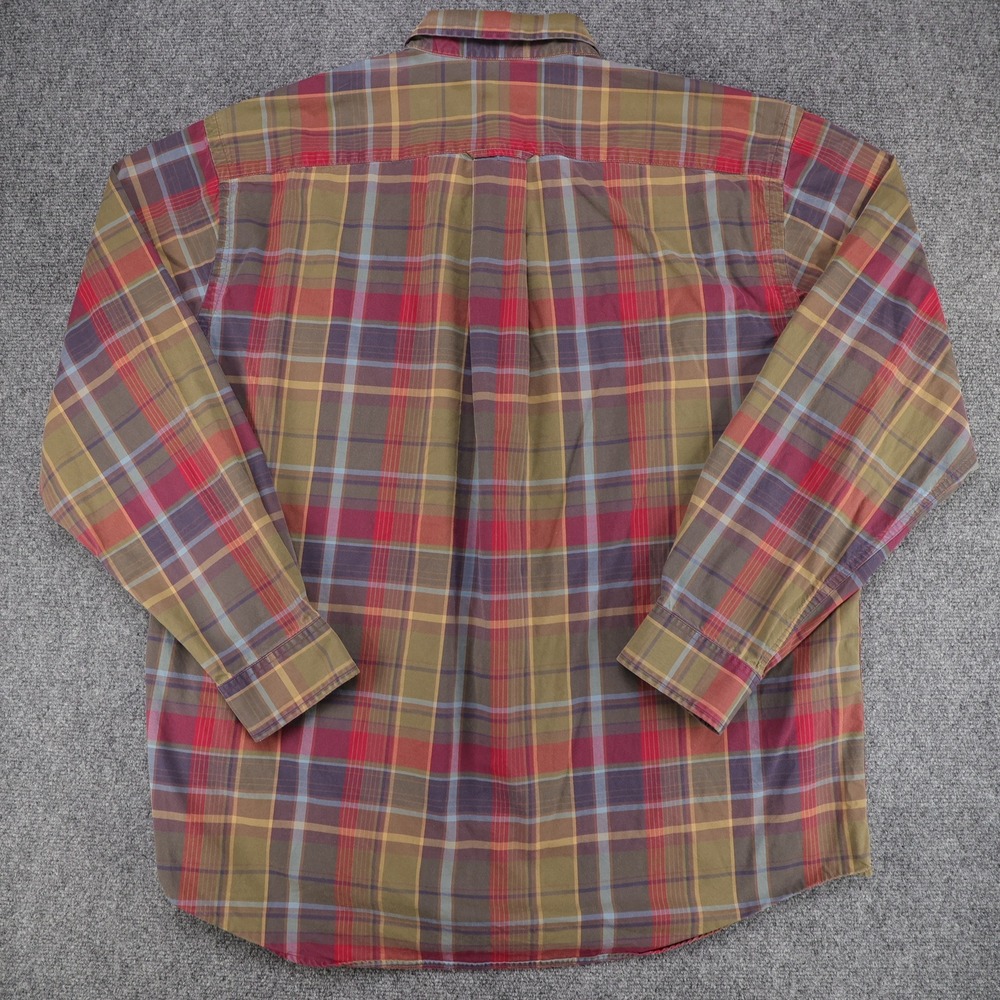 Orvis Signature Twill Mens XXL Tall Plaid Button Down Shirt Red Green Cotton - Picture 2 of 8
